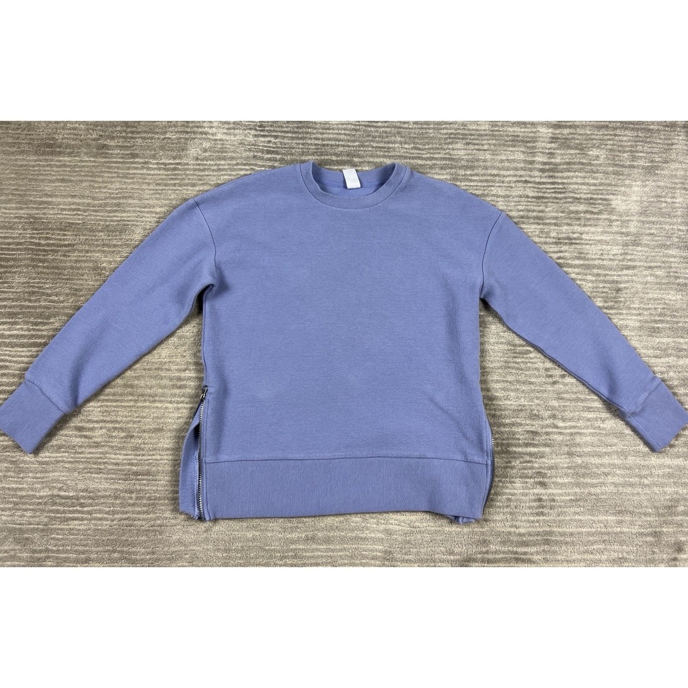 Te Verde Sweater Side Zip Small Blue Pullover Long Sleeve Cotton Blend Casual